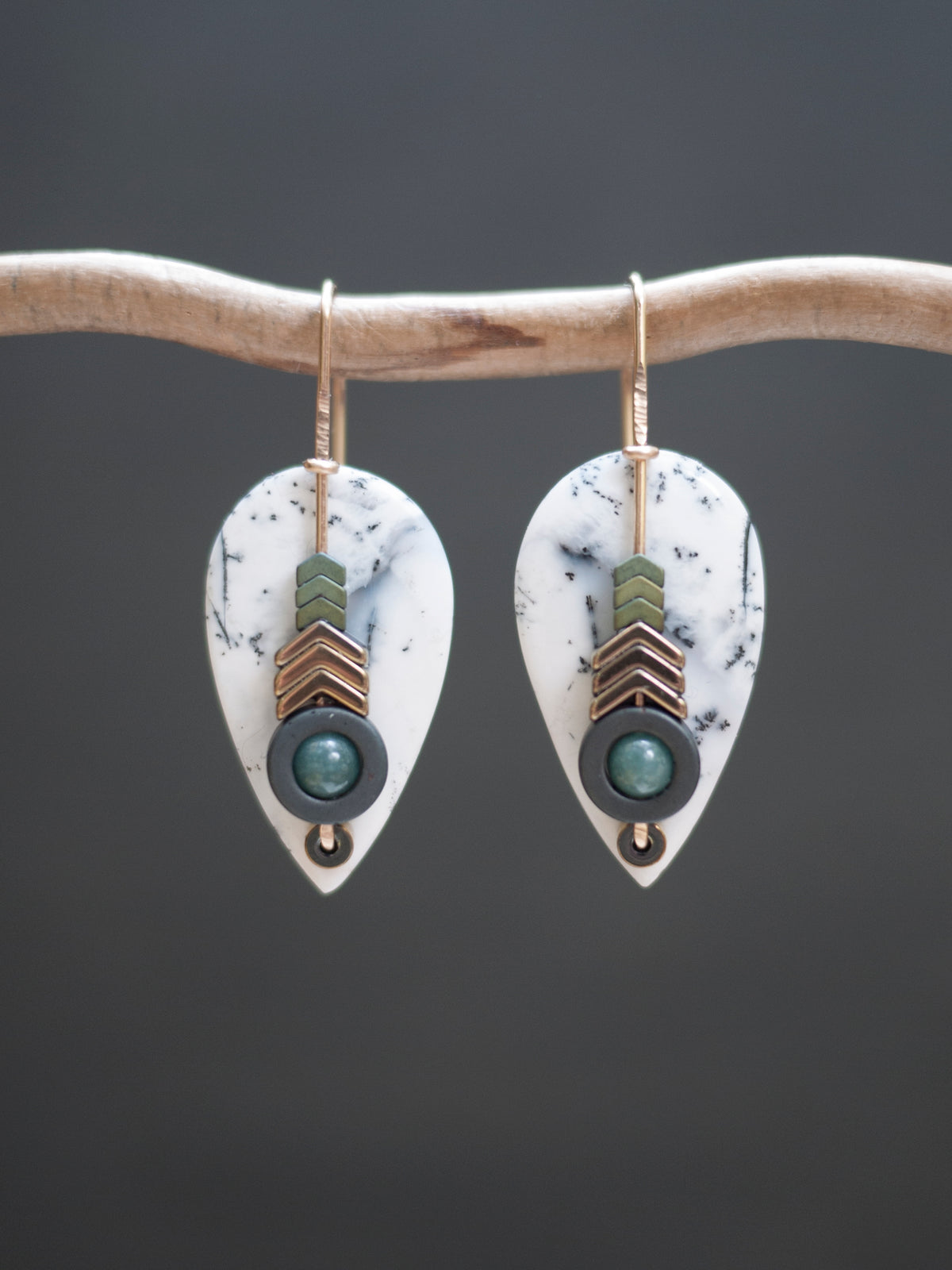 Dendrite Agate Drop Earrings