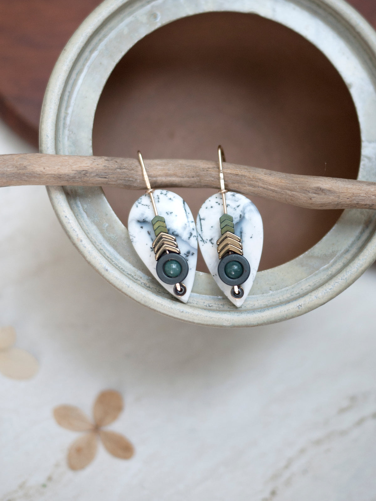 Dendrite Agate Drop Earrings