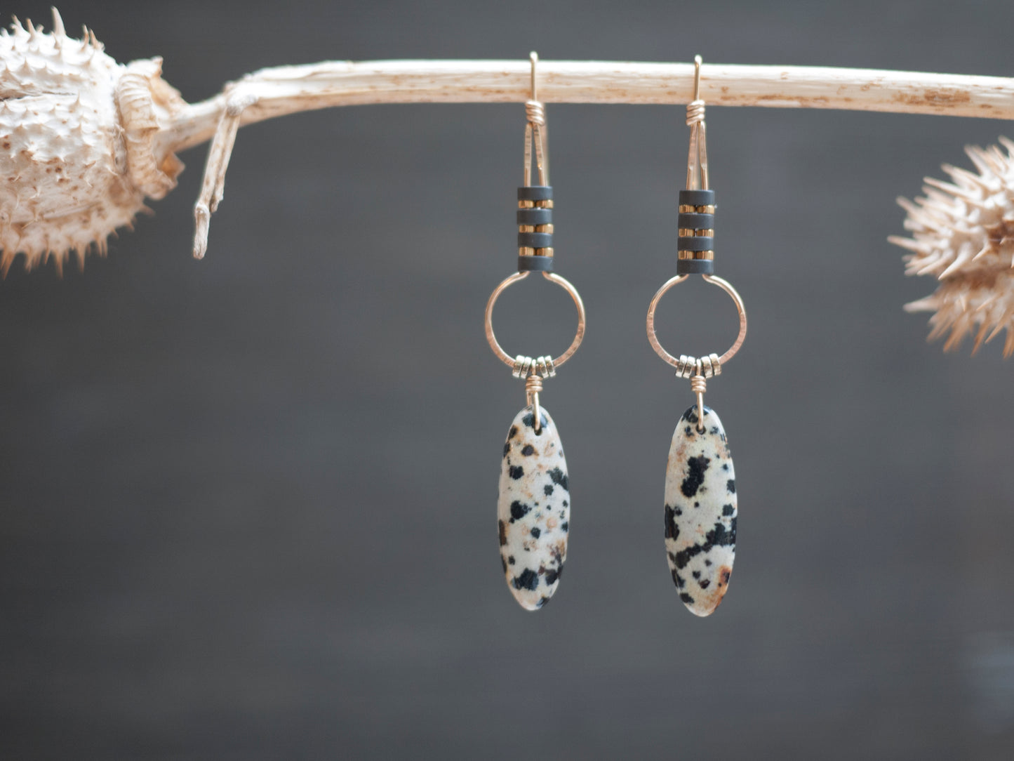 Dainty Dalmatian Jasper Drop Earrings