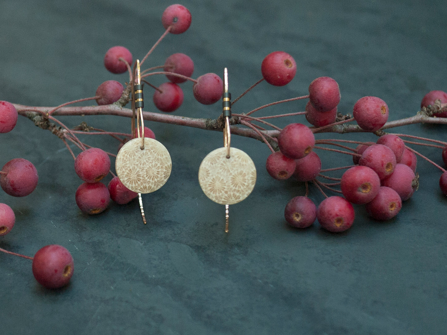 Fossilized Coral Tribal Earrings