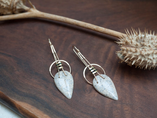 Fossil Coral Earrings - In Gold Fill