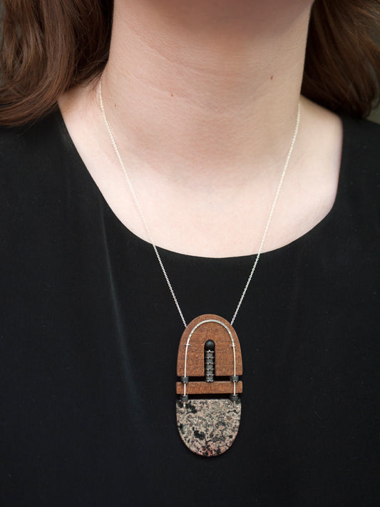 Stone and Wood Statement Necklace