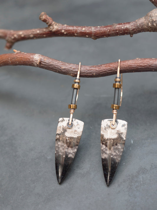 Petrified Palmwood Drop Earrings