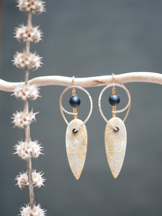 Sculptural Swirl Fossil Coral Earrings