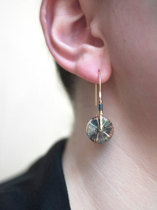 Fossil Coral Circle Arch Earrings
