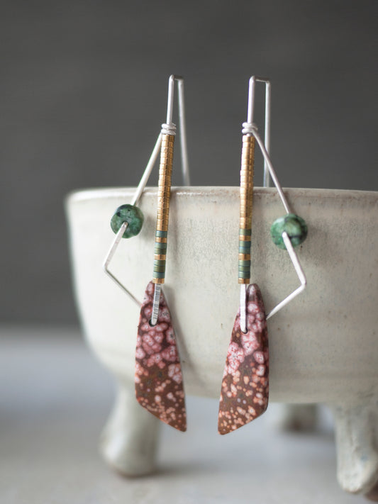 Geometric Ocean Jasper Drop Earrings