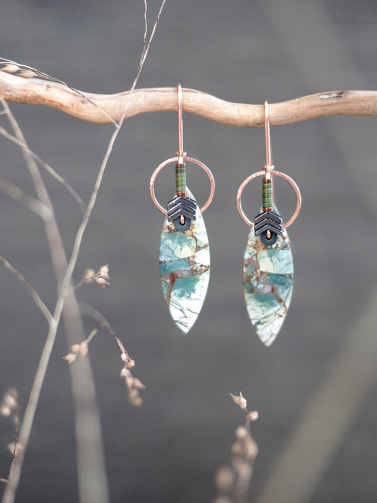 Brecciated Jasper Marquise Drop Earrings