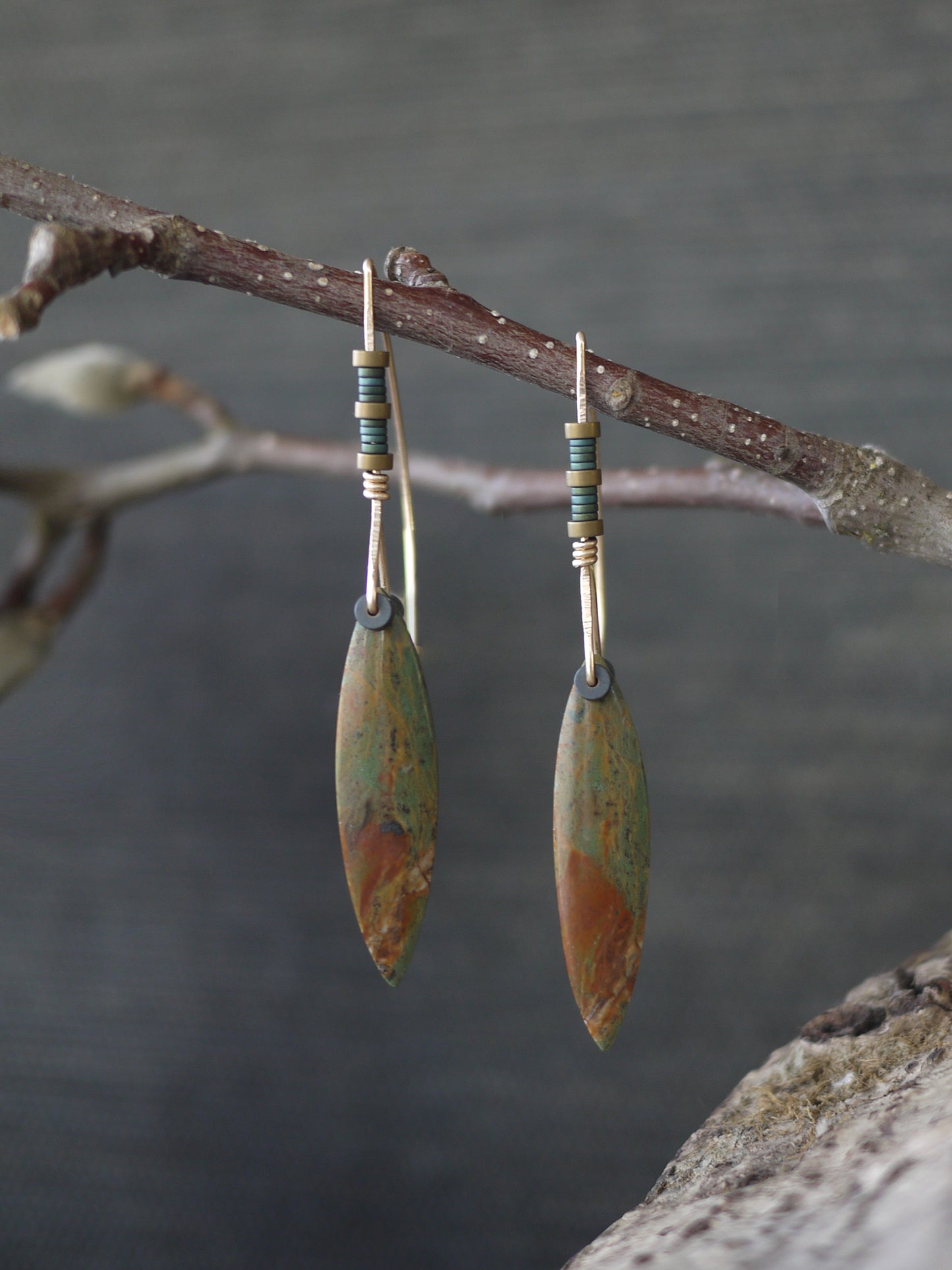 Green Opal Marquee Drop Earrings