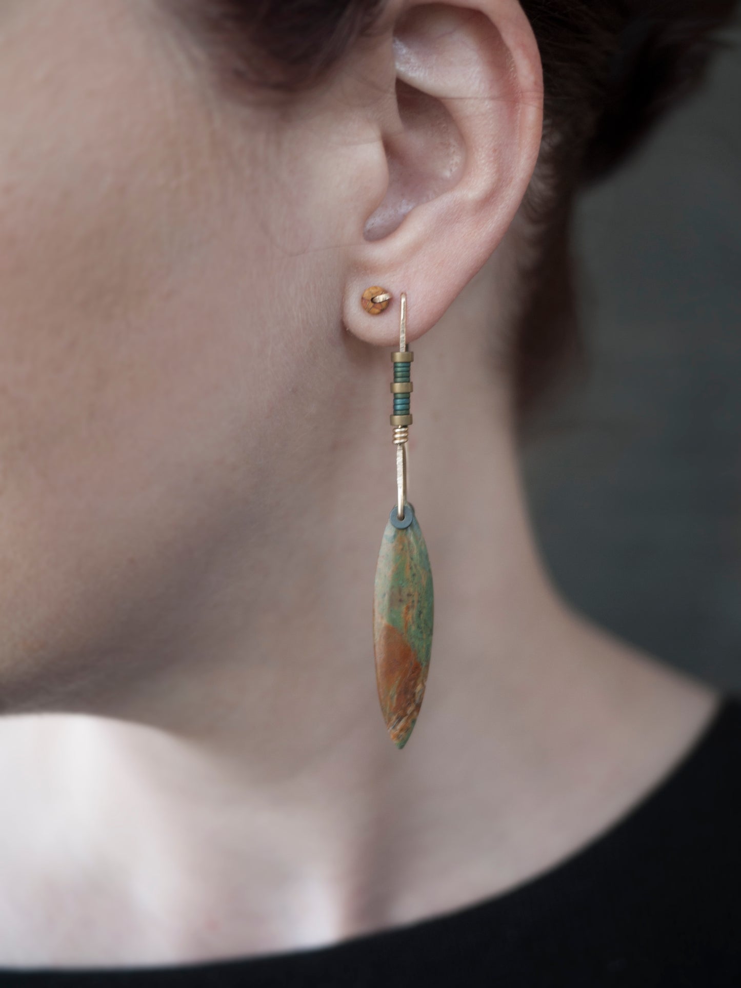 Green Opal Marquee Drop Earrings