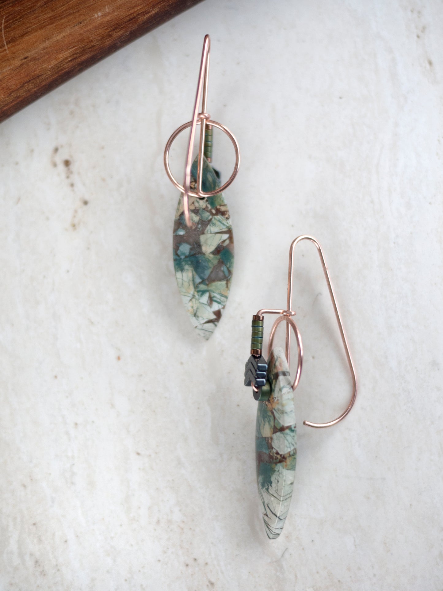 Brecciated Jasper Marquise Drop Earrings