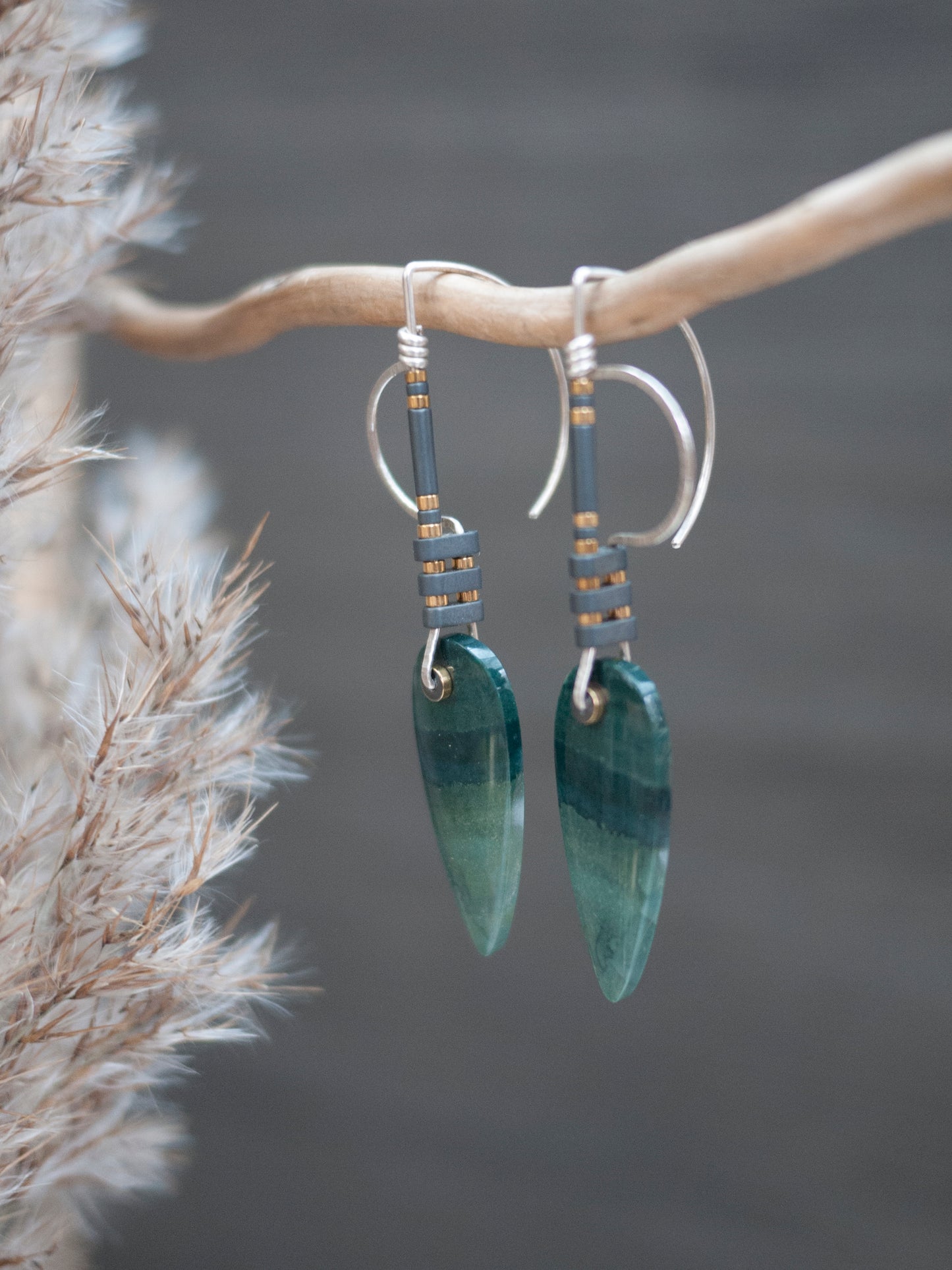 Green Polychrome Jasper Drop Earrings