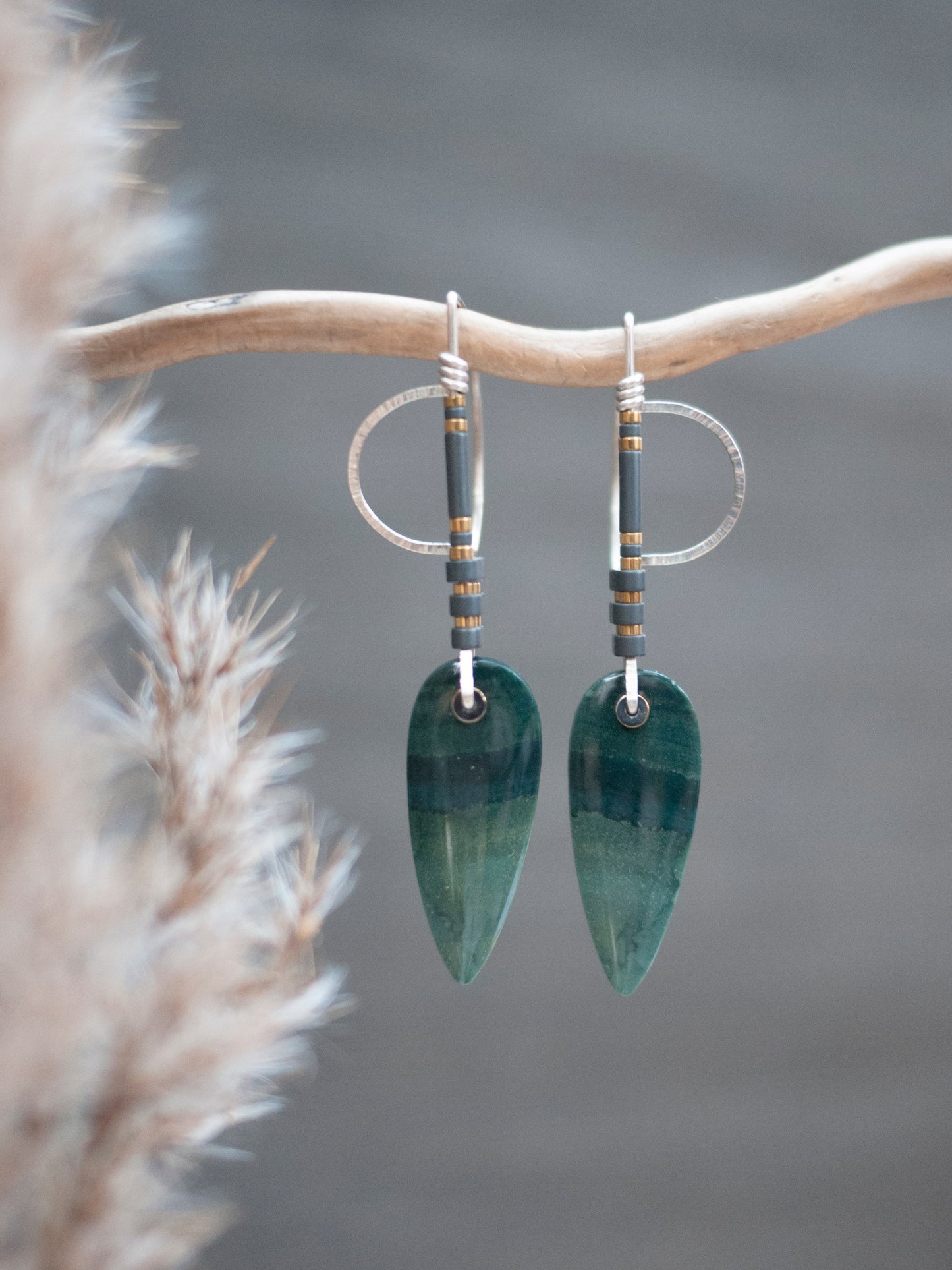 Green Polychrome Jasper Drop Earrings