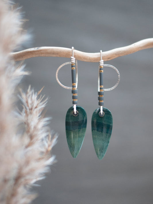 Green Polychrome Jasper Drop Earrings