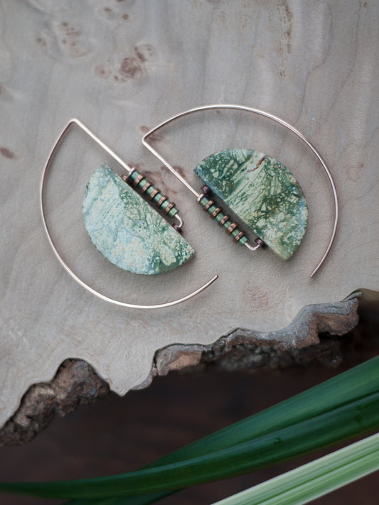 Half Moon Brecciated Jasper Earrings