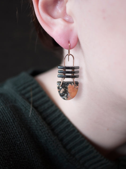Half Circle Malagano Jasper Dangle Earrings