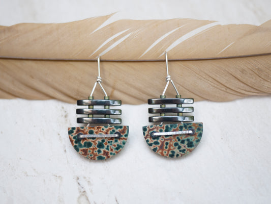 Half Circle River Jasper Drop Earrings