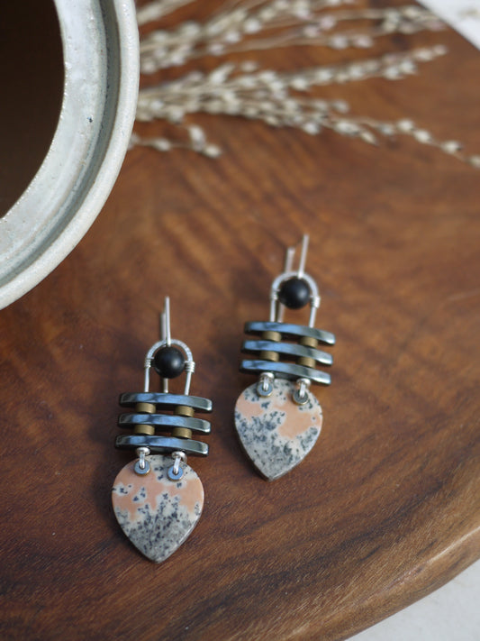 Pink Dendritic Jasper Dangle Earrings