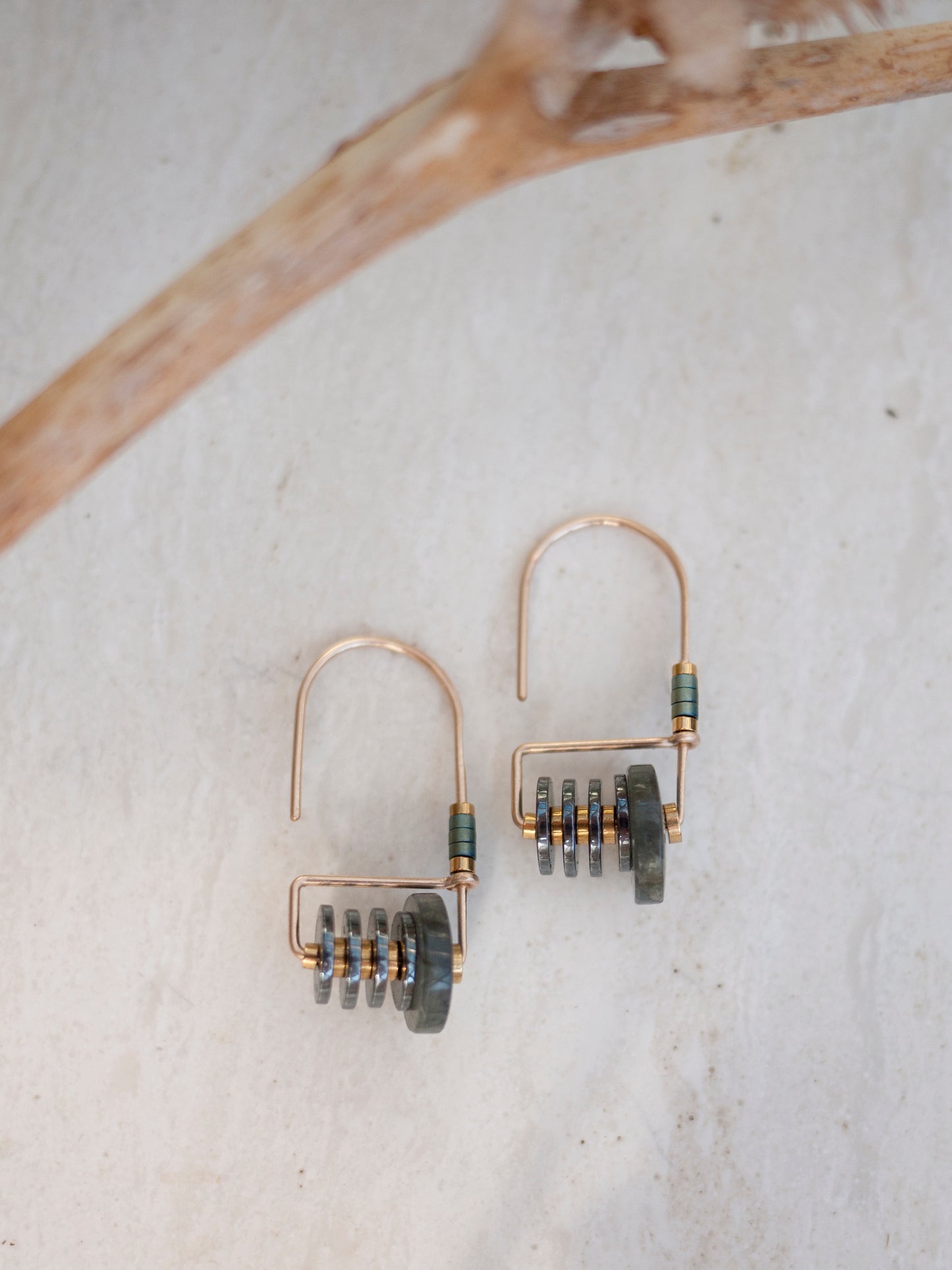 Labradorite Circle Arch Earrings