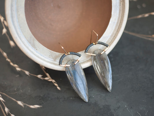Labradorite Spear Arch Earrings \