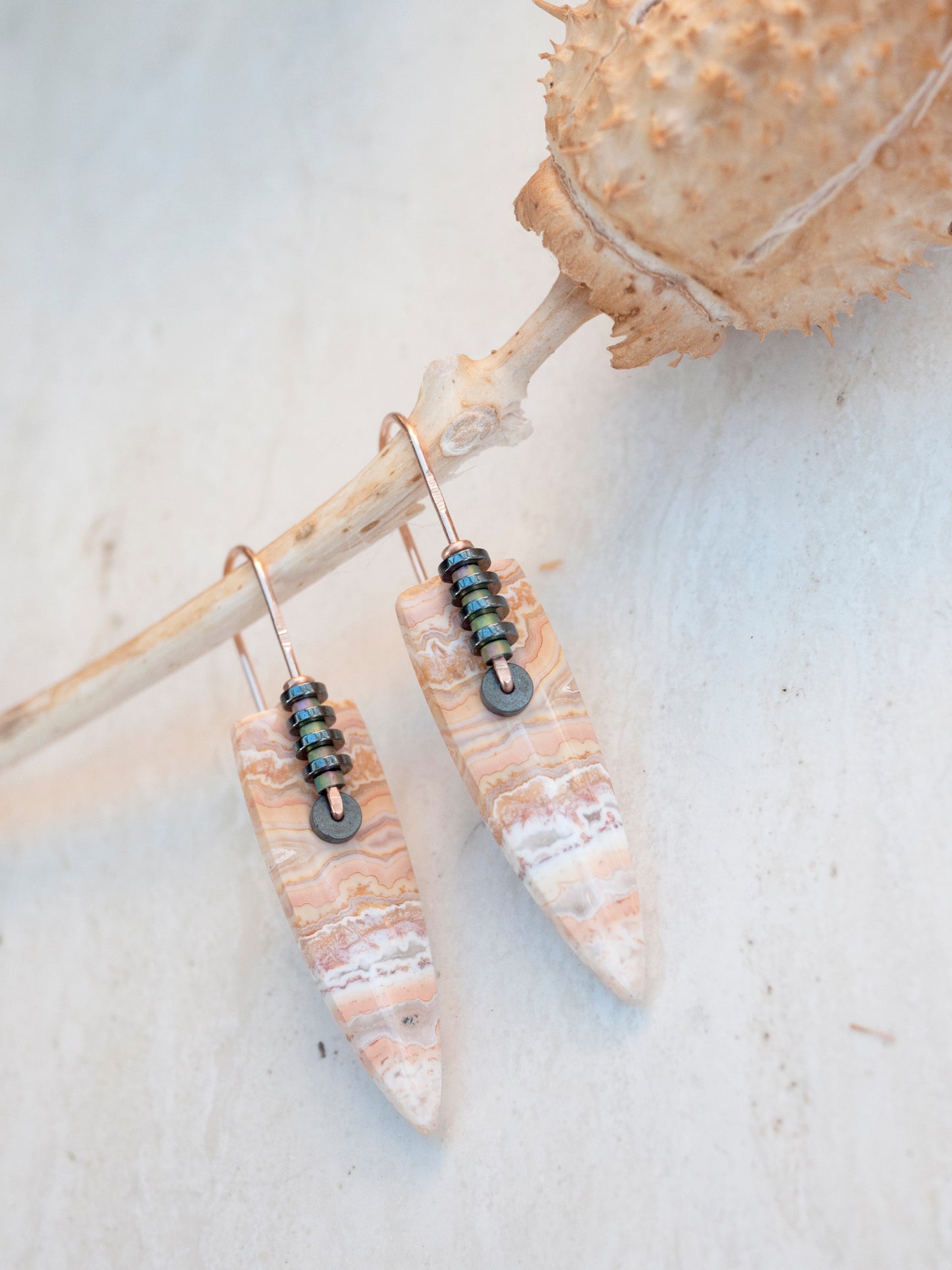 Lace Agate Spear Drop Earrings