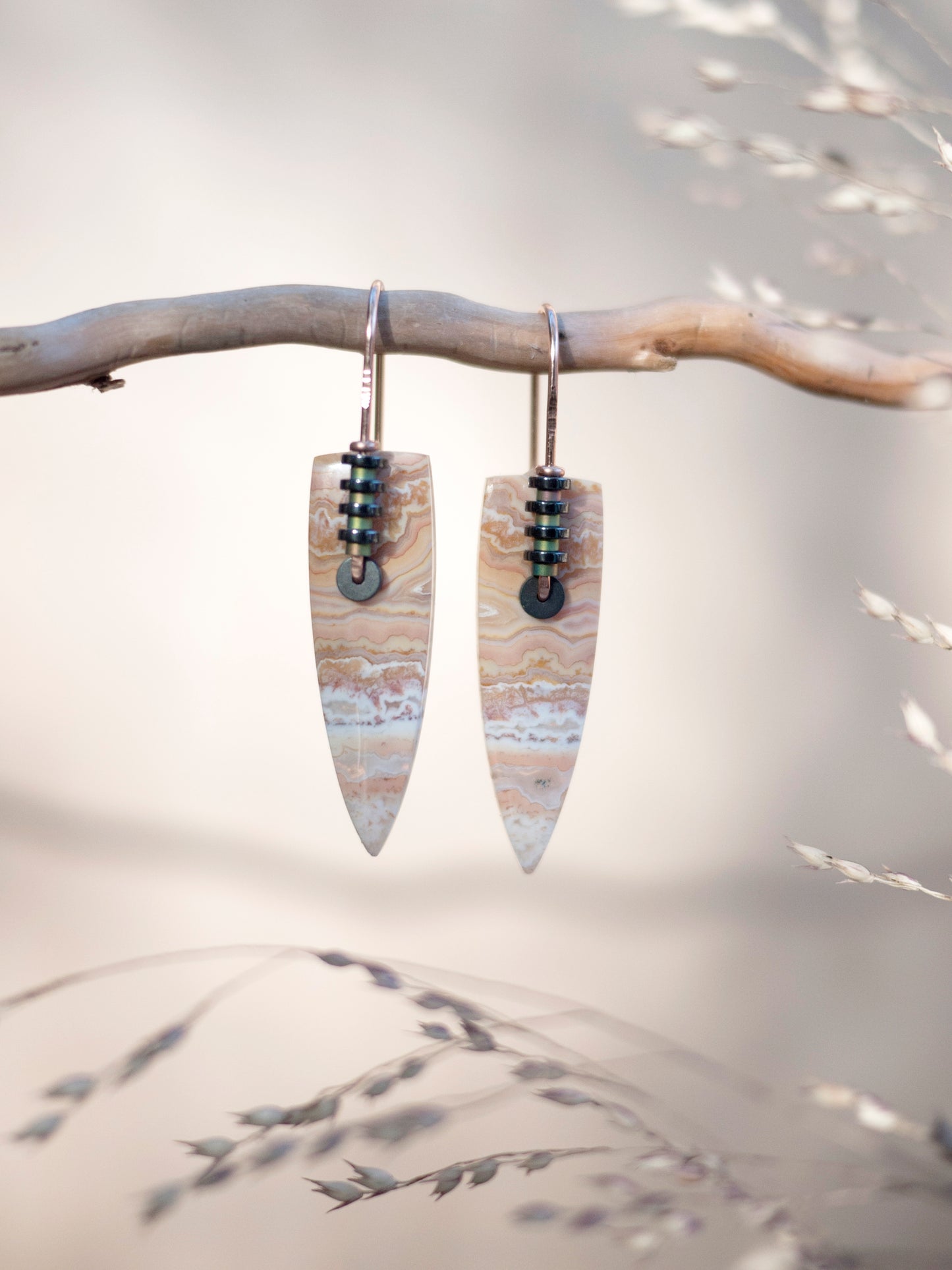 Lace Agate Spear Drop Earrings