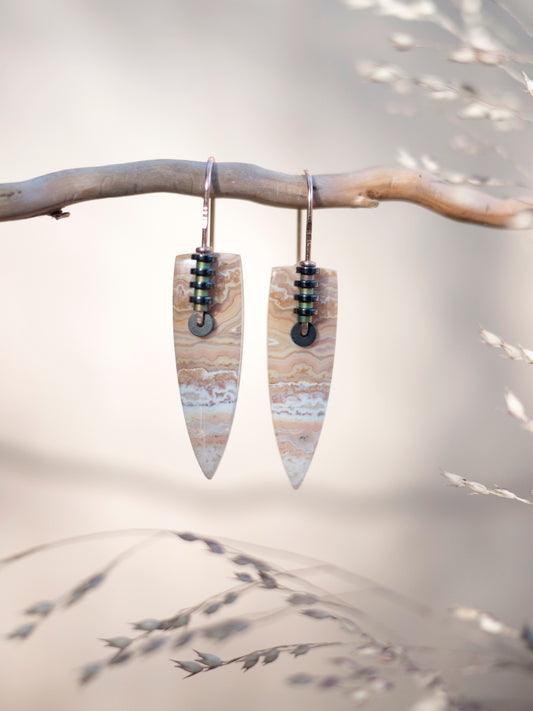 Lace Agate Spear Drop Earrings
