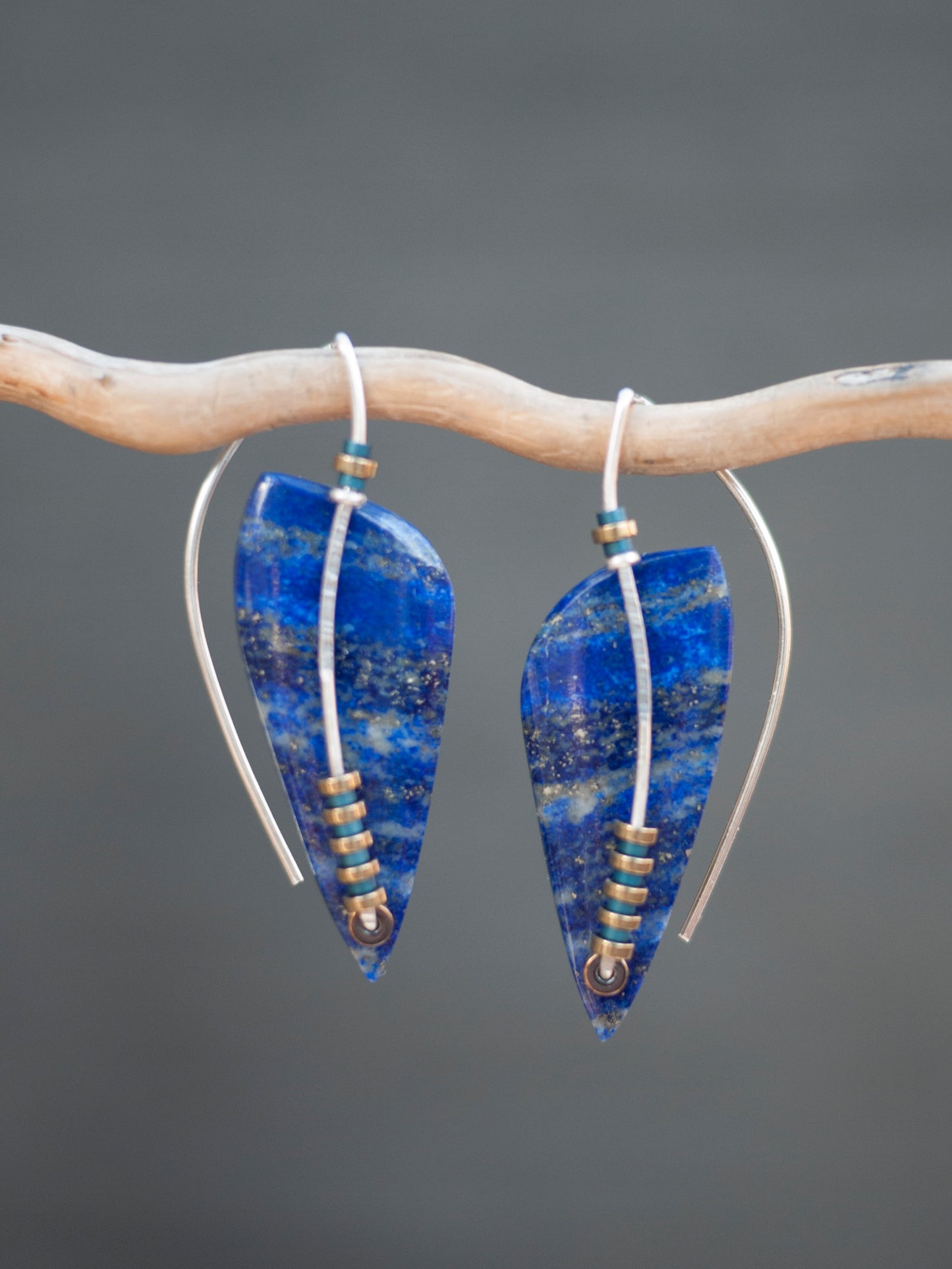 Lapis Lazuli Leaf Shape Earrings
