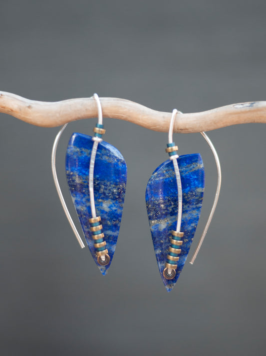 Lapis Lazuli Leaf Shape Earrings