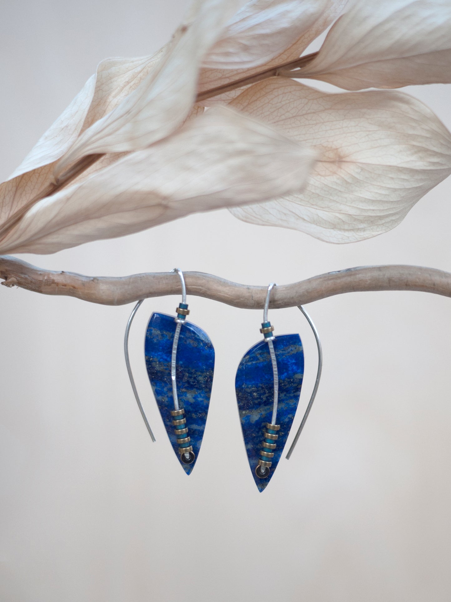 Lapis Lazuli Leaf Shape Earrings