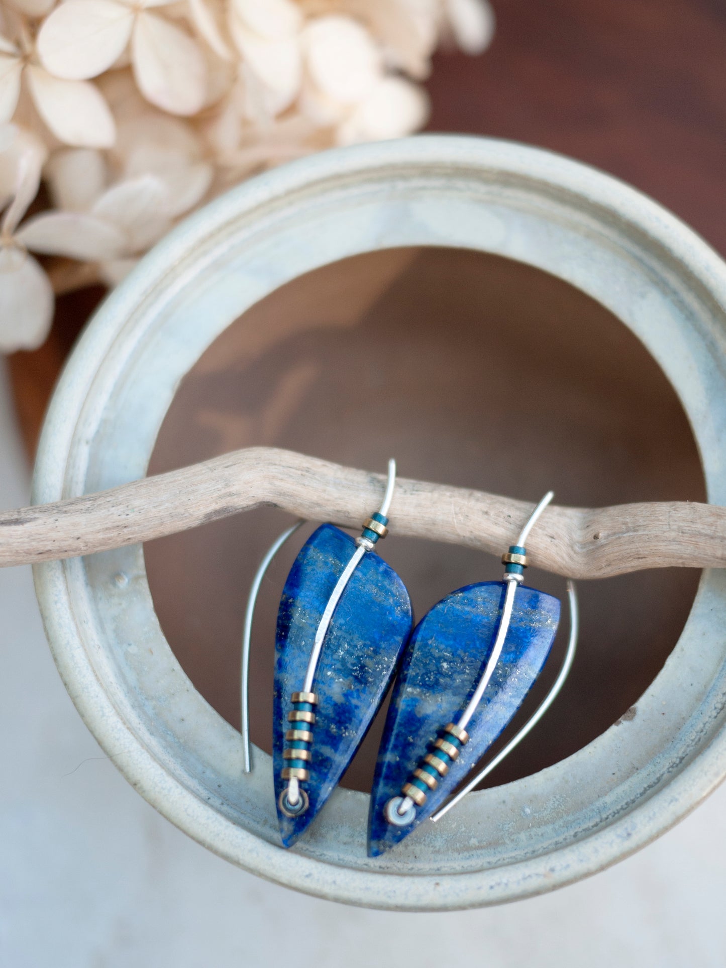 Lapis Lazuli Leaf Shape Earrings