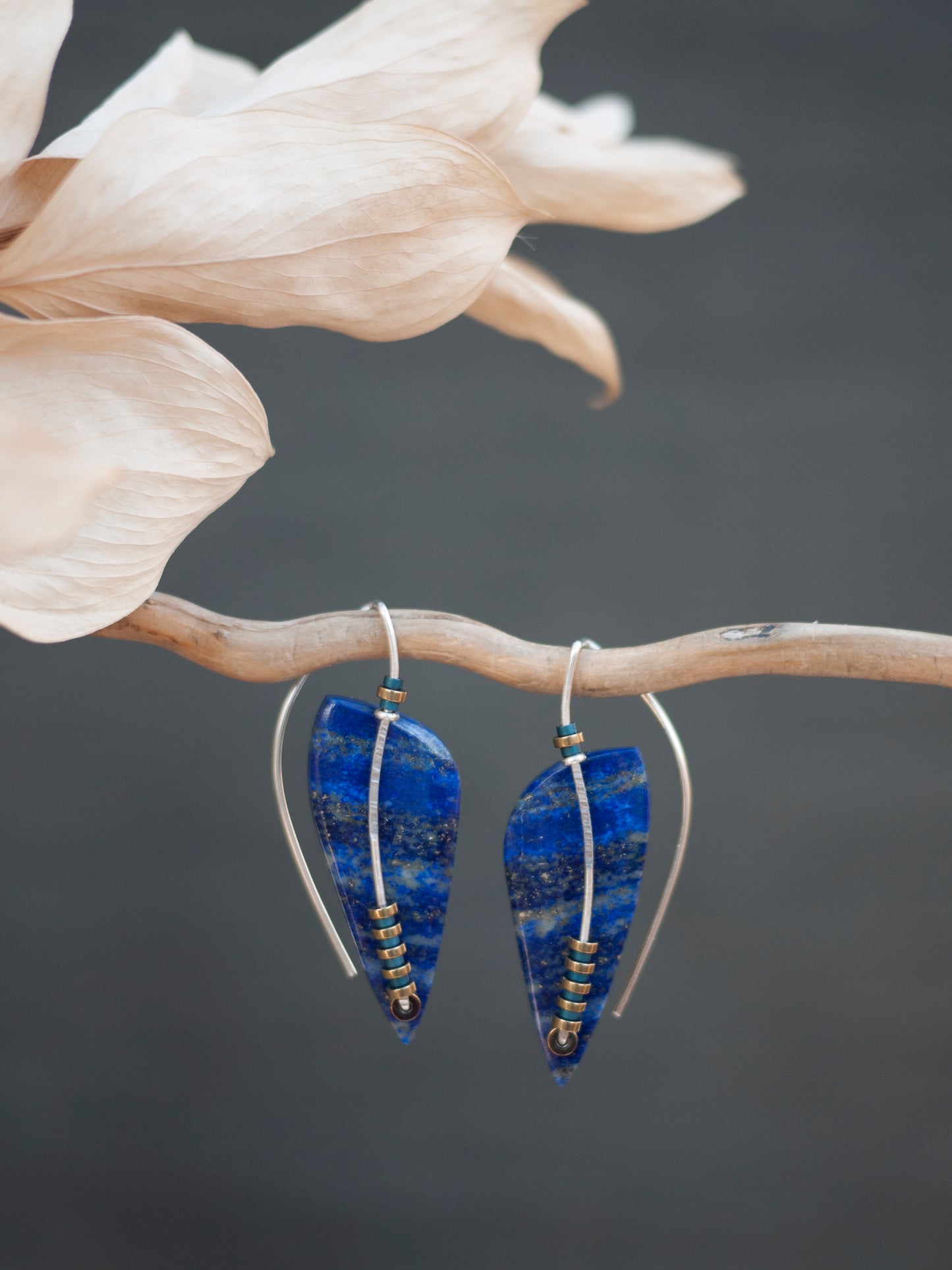 Lapis Lazuli Leaf Shape Earrings