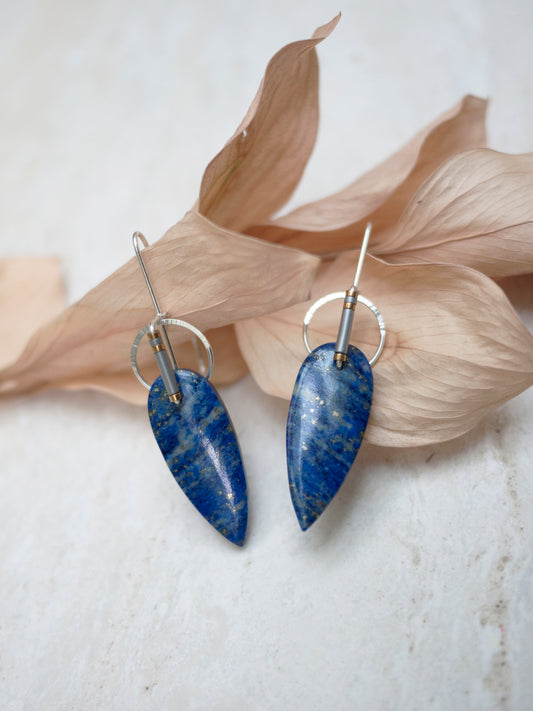 Lapis Circle Drop Earrings