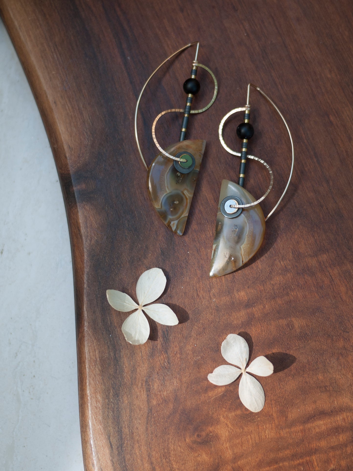 Spiral Sculptural Montana Agate Earrings