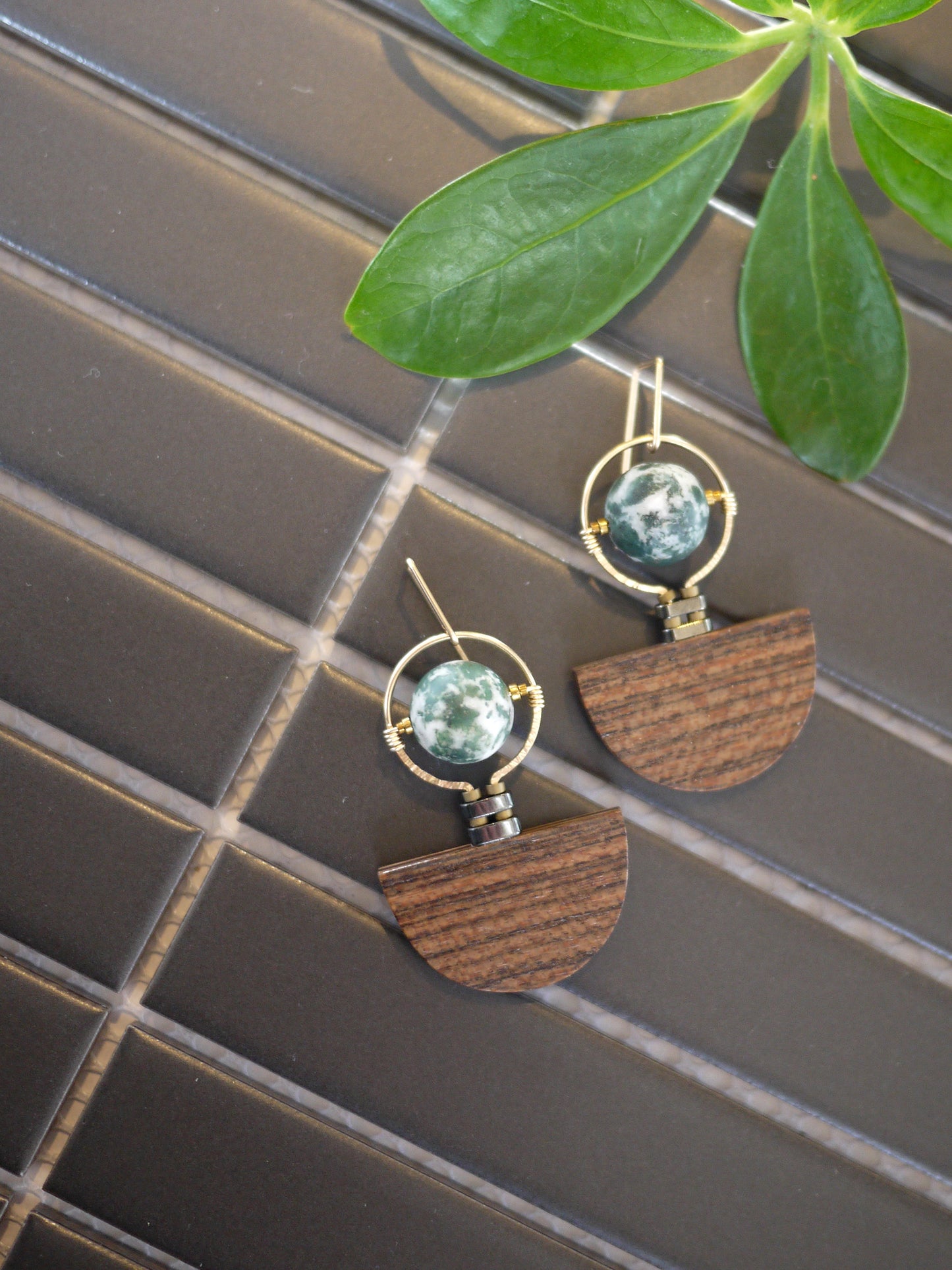 Mid Century Modern Wood Earrings