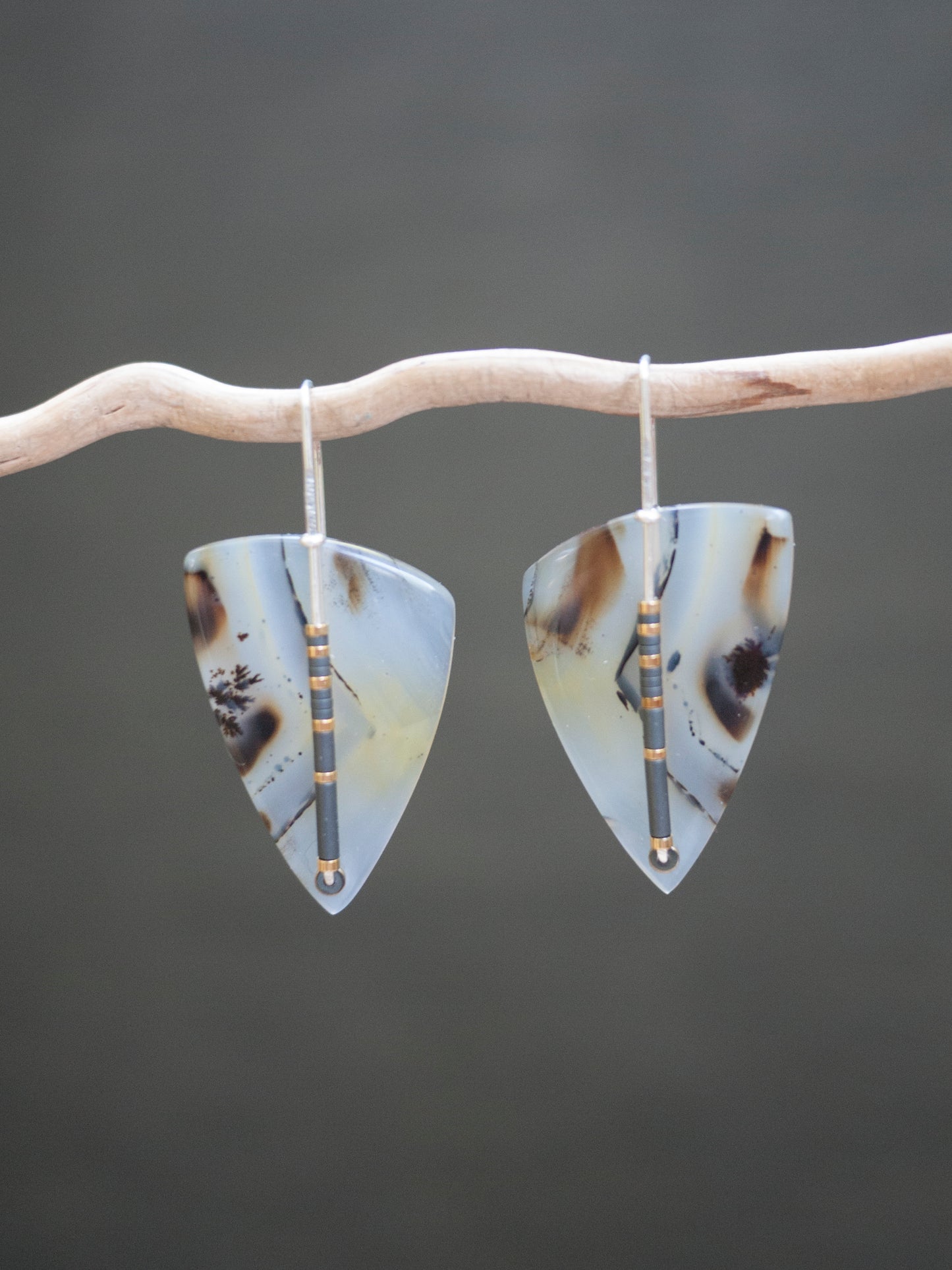 Triangle Montana Agate Earrings
