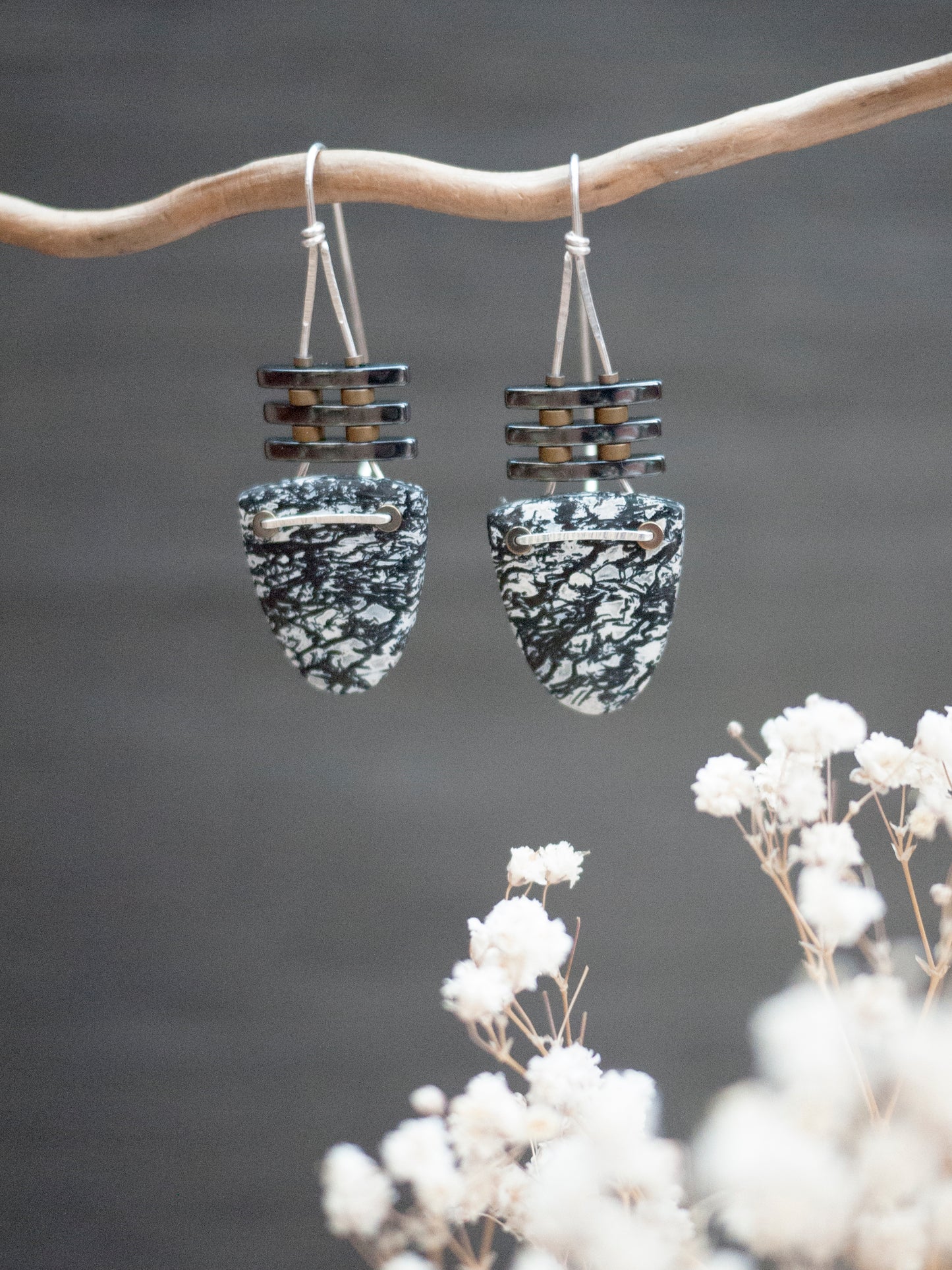 Tree Bar Petrified Palm Wood Drop Earrings