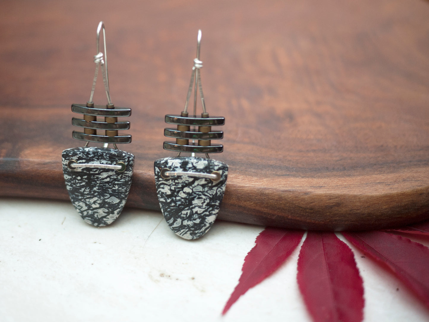 Tree Bar Petrified Palm Wood Drop Earrings