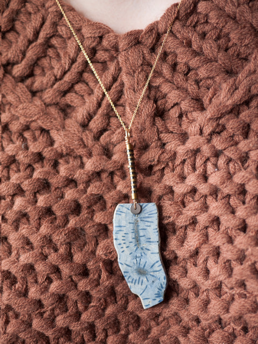 Long Blue Coral Pendant