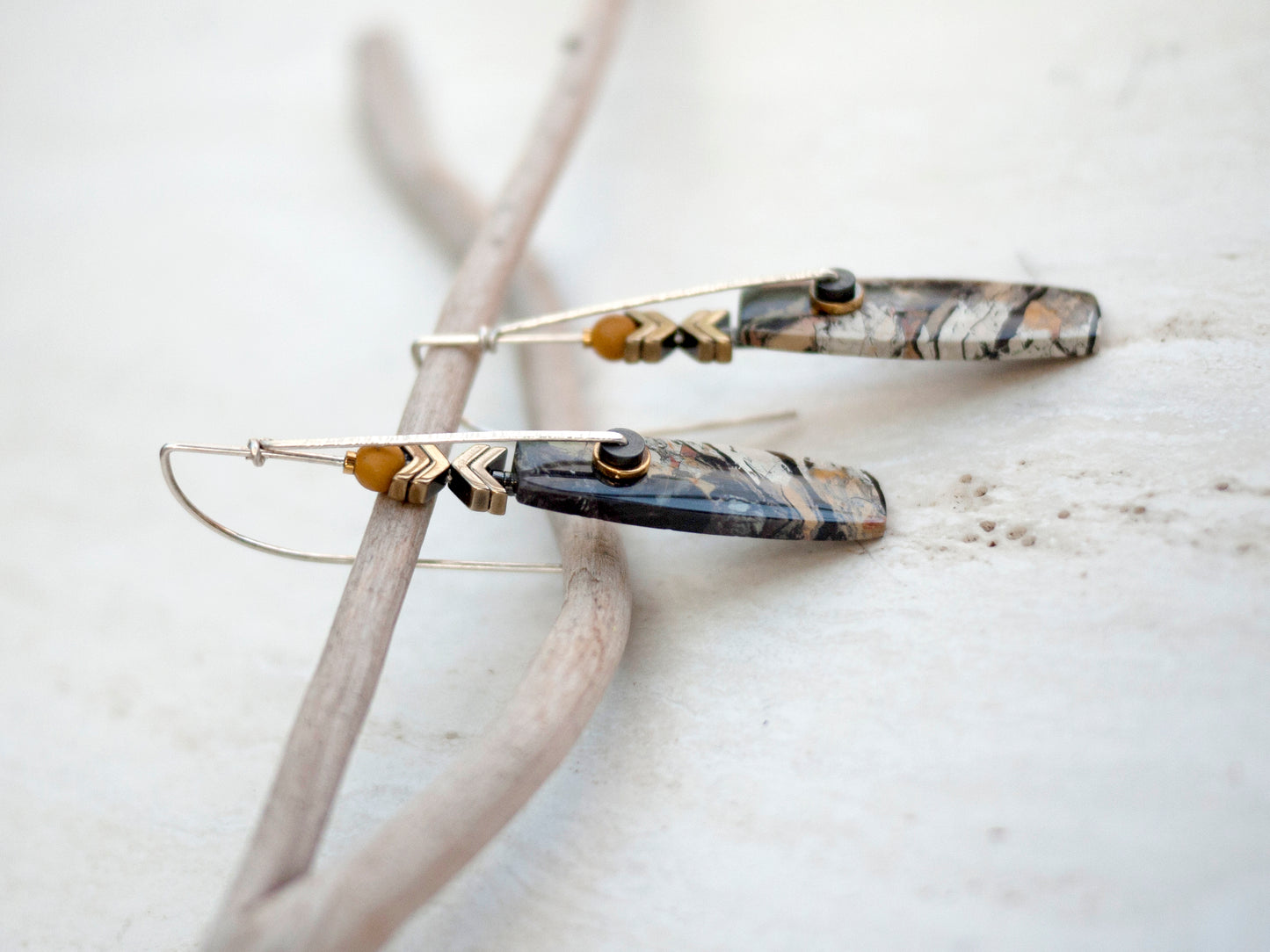 Picture Jasper Drop Earrings