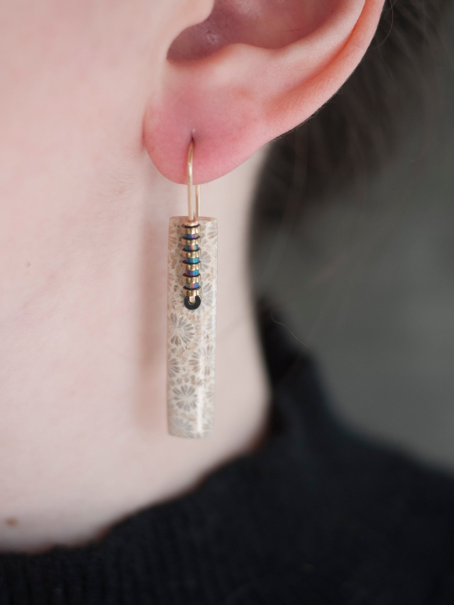 Fossil Coral Stick Drop Earrings