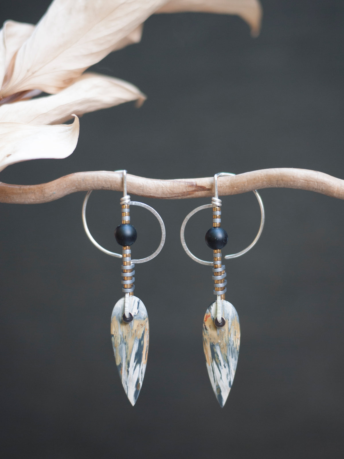 Sculptural Spear Sumatran Jasper Drop Earrings