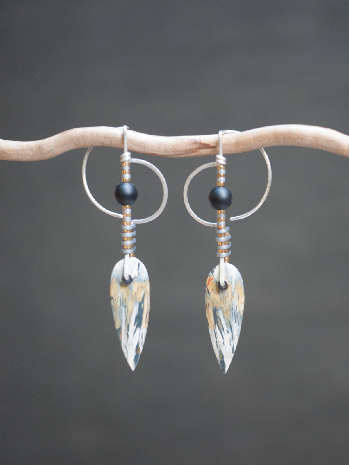 Sculptural Spear Sumatran Jasper Drop Earrings
