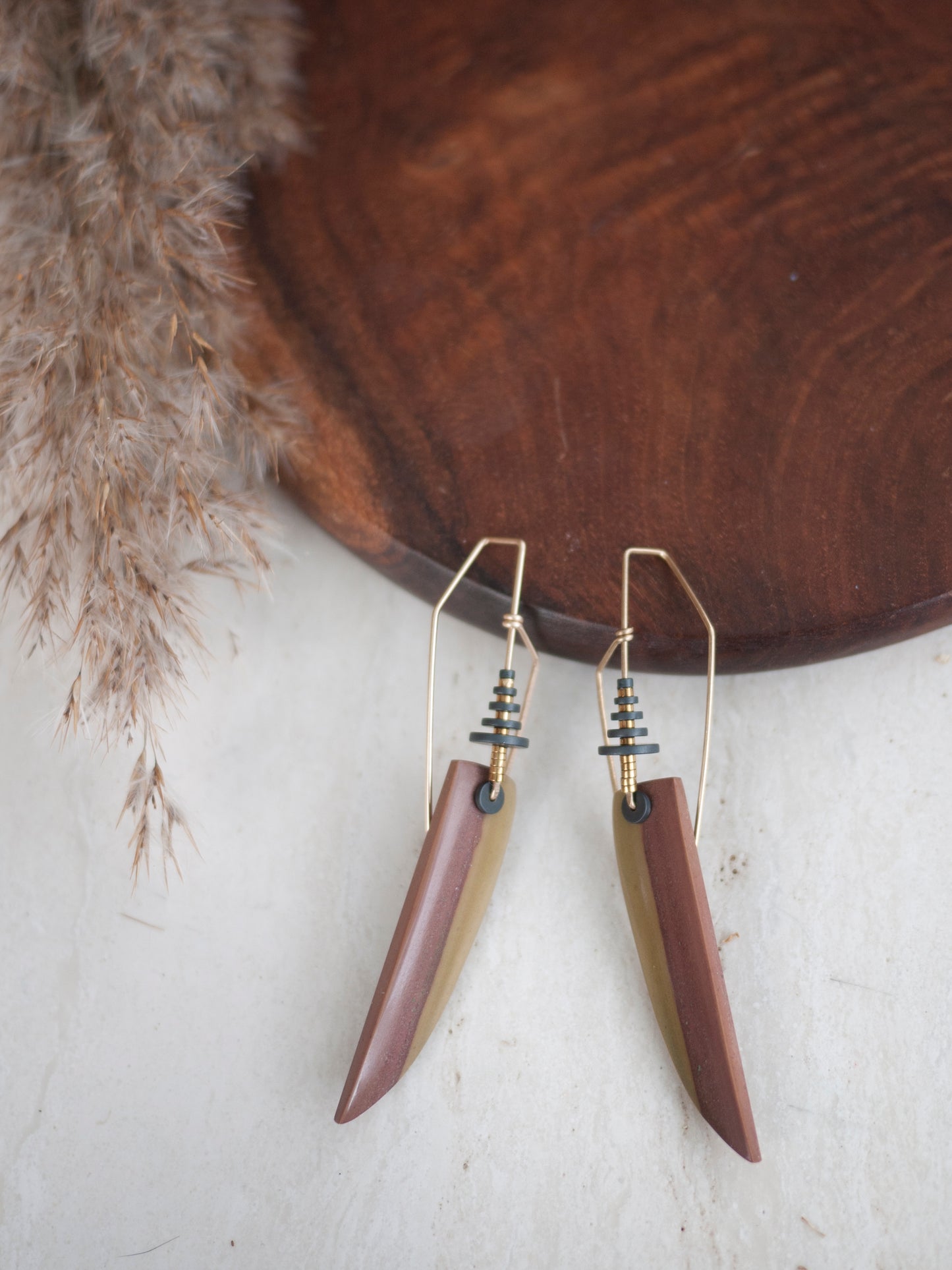 Angular Cherry Creek Jasper Drop Earrings