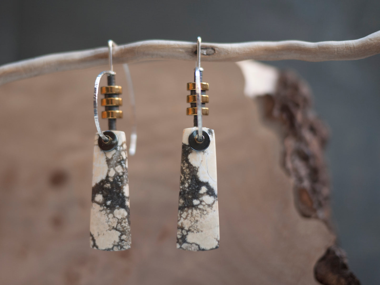 Magnesite Half Circle Drop Earrings