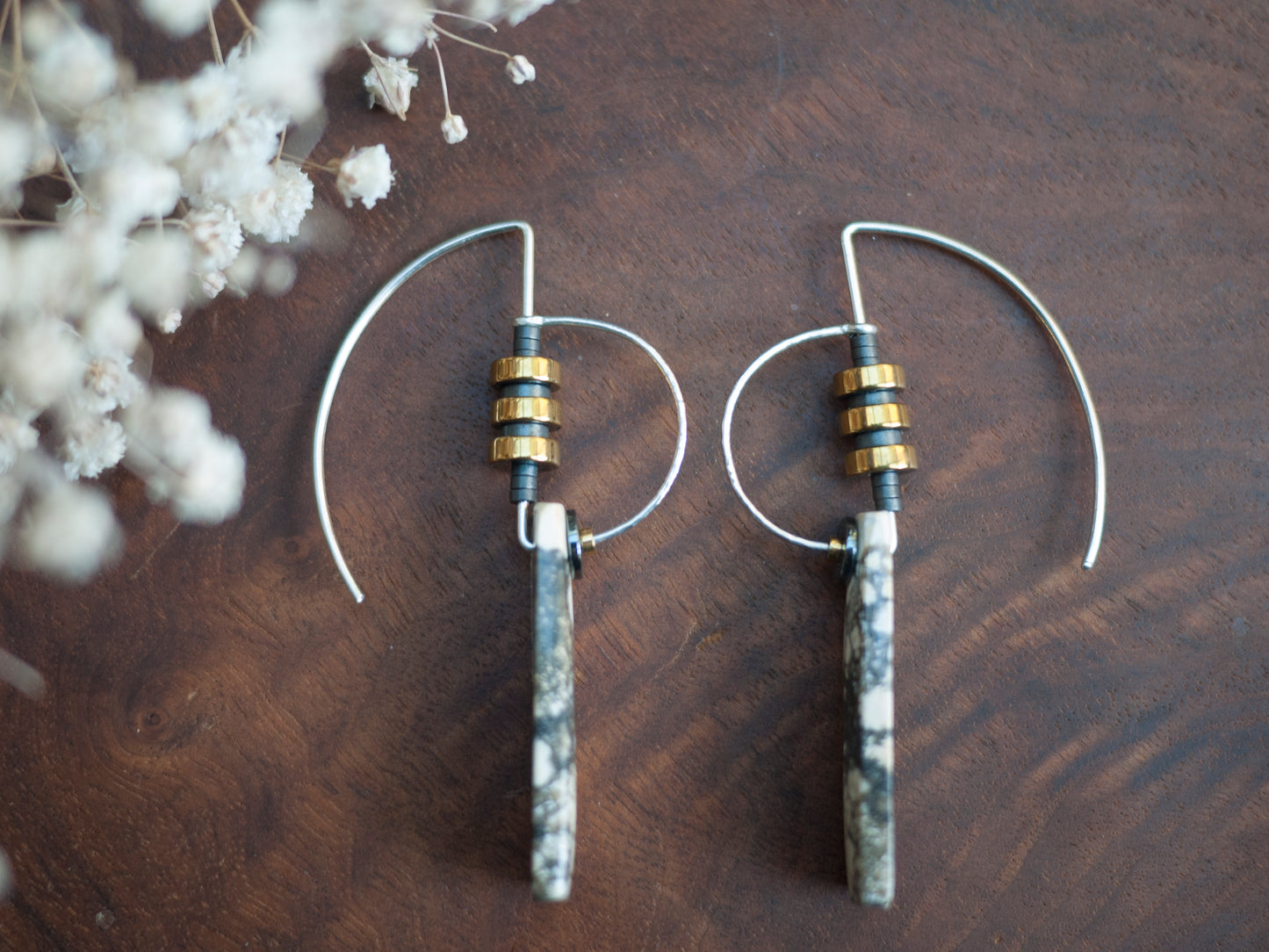 Magnesite Half Circle Drop Earrings