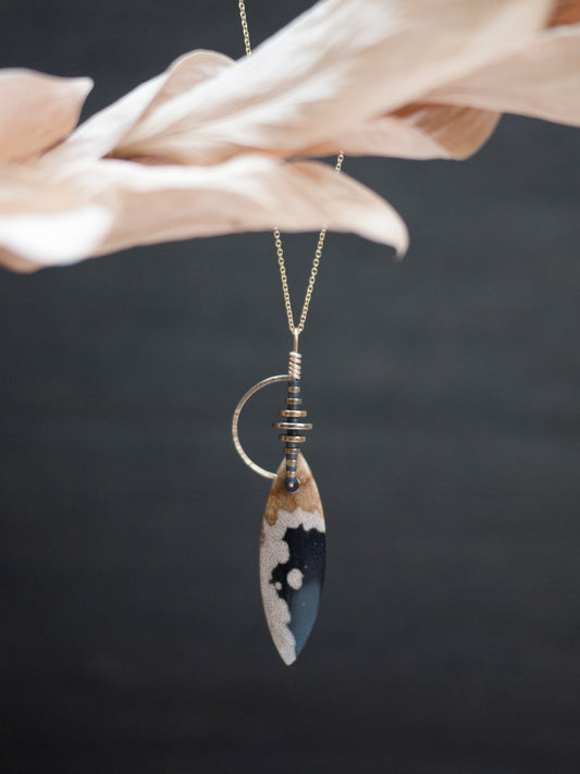 Marquise Shaped Petrified Wood Pendant