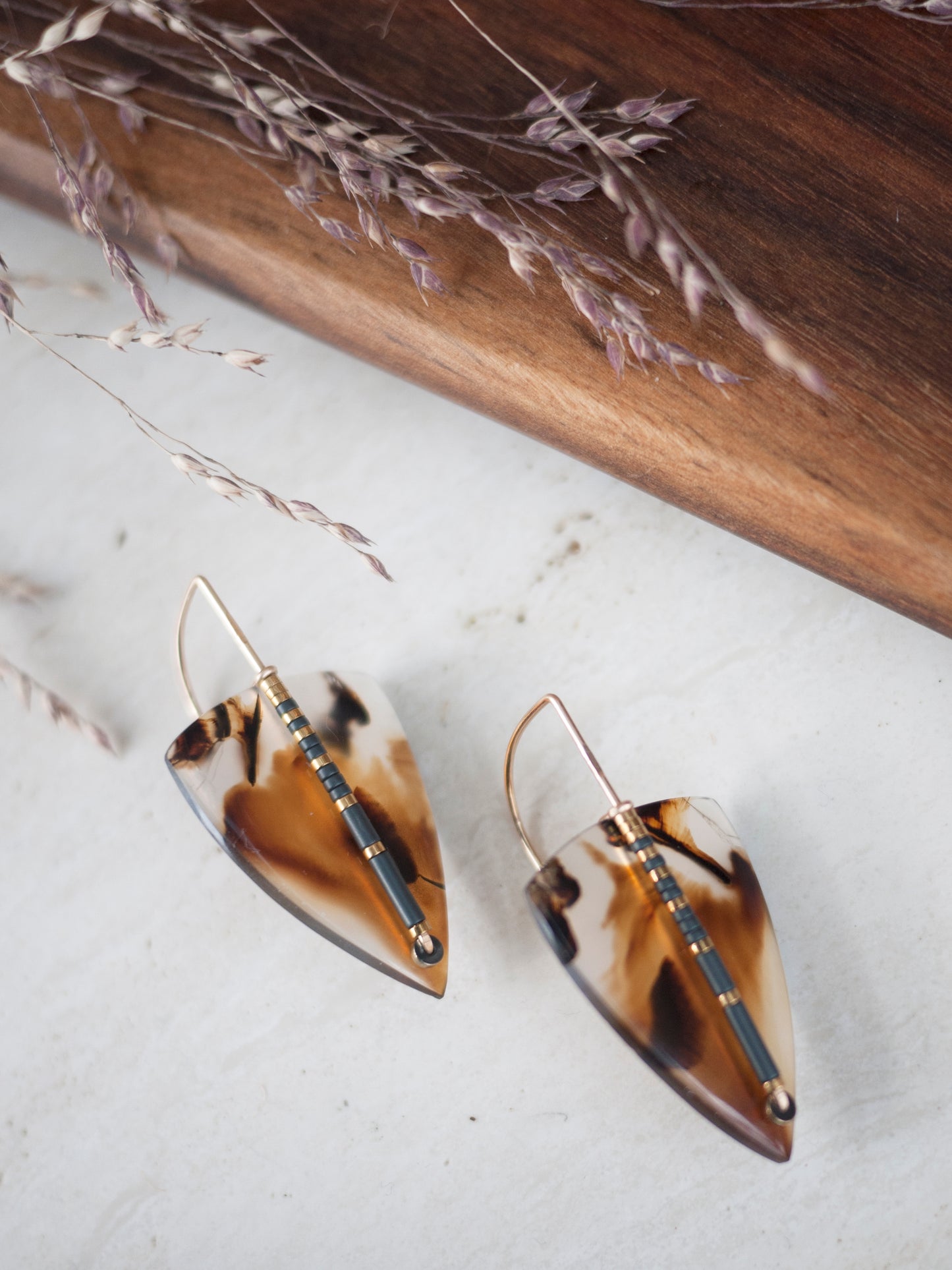 Geometric Montana Agate Drop Earrings