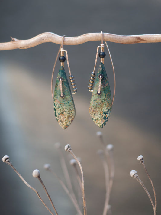 Abstract Morning Dew Jasper Drop Earrings