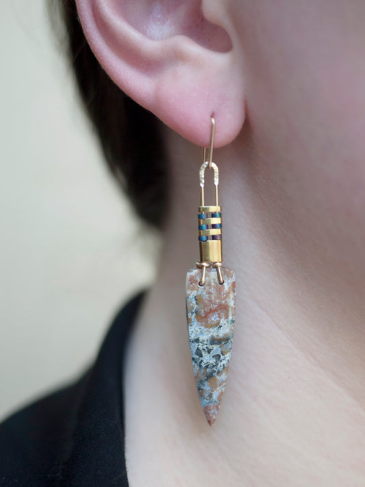 River Jasper Spear Dangle Earrings