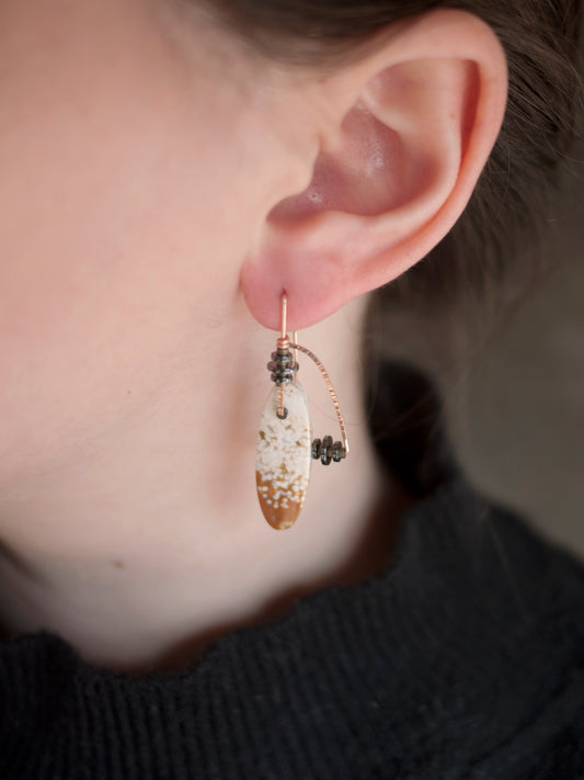 Peach Ocean Jasper Sculptural Arch Earrings